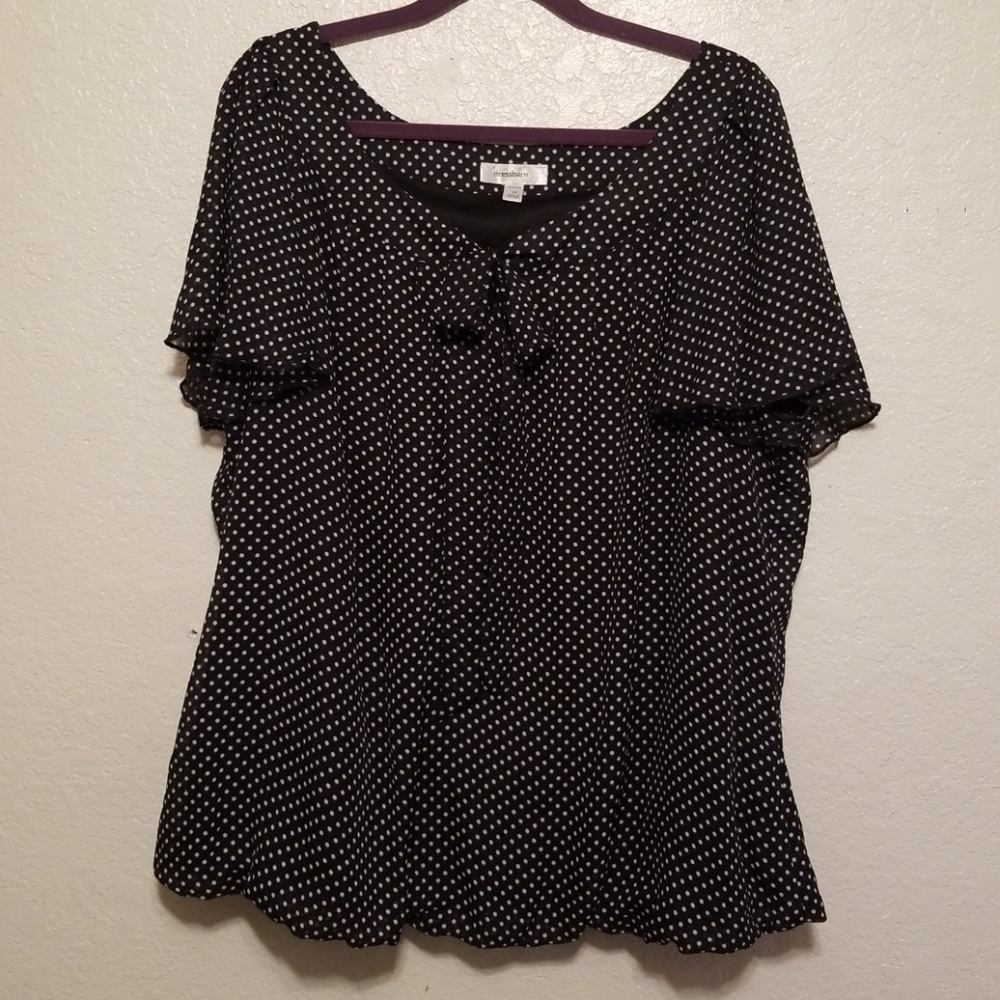 Dressbarn Black White Polka Dot Shirt Blouse 3x